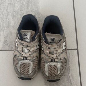 New Balance Kids Silver and Navy Athletic Sneakers